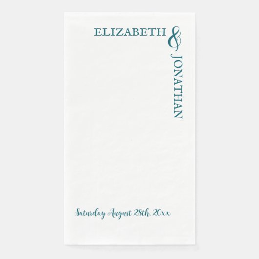 Donkere Teal Moderne Typografie Trouwen Servet (Voorkant)