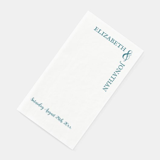 Donkere Teal Moderne Typografie Trouwen Servet (Hoek)