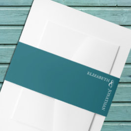 Donkere Teal Moderne Typografie Trouwen Uitnodigingen Wikkel