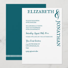 Donkere Teal Moderne Typografie Verloving Feest Kaart