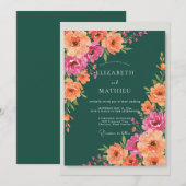 Donkere Teal Ranunculus Eucalyptus Bruiloft Kaart (Voorkant / Achterkant)
