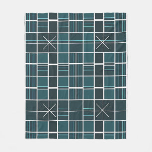 Donkere Teal Rasterpatroon Steruitbarsting Accent Fleece Deken