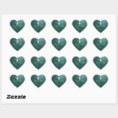 Donkere Teal Roze Gouden Frame Logo Monogram Bedan Hart Sticker (Vel)