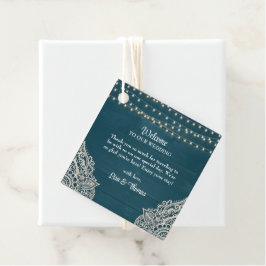 Donkere Teal Rustieke Elegantie Trouw Favor Tags Bedankjes Labels