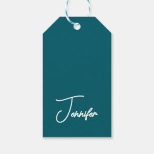 Donkere Teal Trend Modern Minimalistisch Handgesch Cadeaulabel