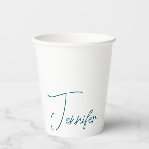 Donkere Teal Trend Modern Minimalistische Handgesc Papieren Bekers