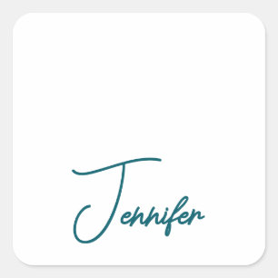 Donkere Teal Trend Moderne Minimalistische Handges Vierkante Sticker