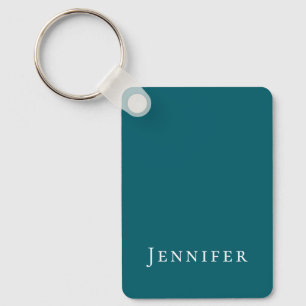 Donkere Teal Trendy Moderne Minimalistische Uw Naa Sleutelhanger