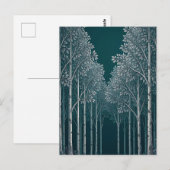 Donkere Teal Witte Berkenbosbomen Briefkaart (Voorkant / Achterkant)