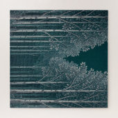 Donkere Teal Witte Berkenbosbomen  Legpuzzel (Horizontaal)