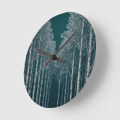 Donkere Teal Witte Berkenbosbomen Ronde Klok (Hoek)