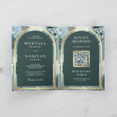 Donkere Teal Zeeschuim Bloemencode QR Moslim Huwel (Binnen)