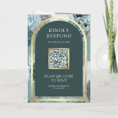 Donkere Teal Zeeschuim Bloemrijke Boog QR Code Tro (Achterkant)