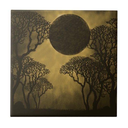 Donkere Tegel van de Eclipse, goud Tegeltje (Voorkant)