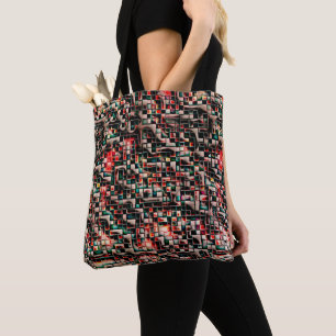 Donkere tegels in getextureerde ruwe stijl, mozaïe tote bag