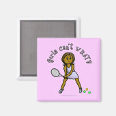 Donkere tennisspeler Meisje Magneet (Voorkant / Achterkant)
