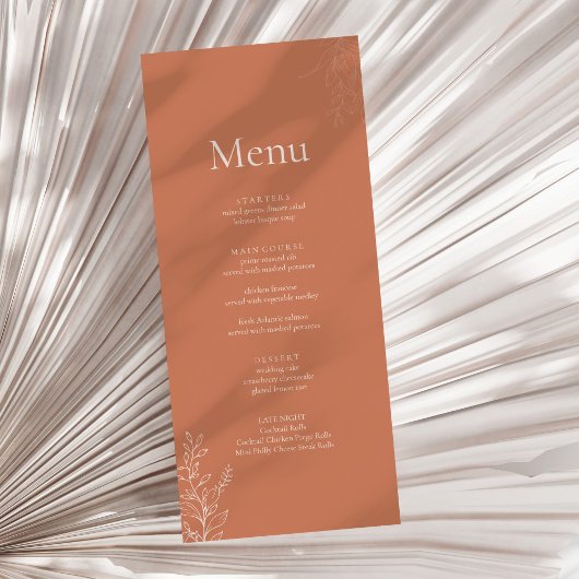 Donkere Terracotta Botanische Trouwmenu Menu