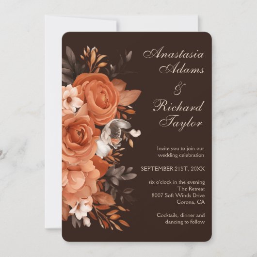 Donkere terracotta bruiloft uitnodiging (Voorkant)