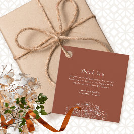 Donkere Terracotta Roest Bloemen bruiloft Dank u Bedankjes Labels