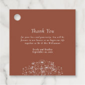 Donkere Terracotta Roest Bloemen bruiloft Dank u Bedankjes Labels (Voorkant)