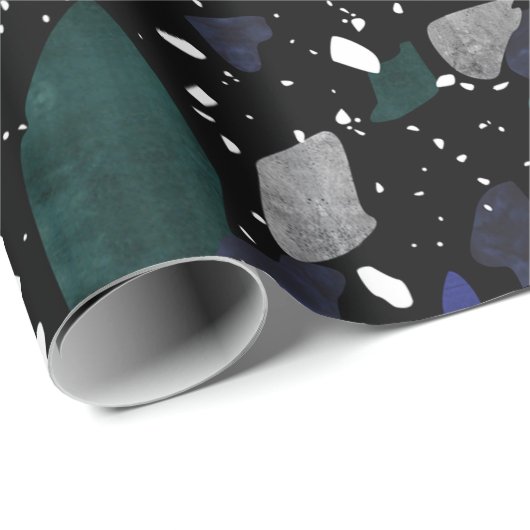 Donkere Terrazzo Tile-afdrukpapier Cadeaupapier (Rol Hoek)
