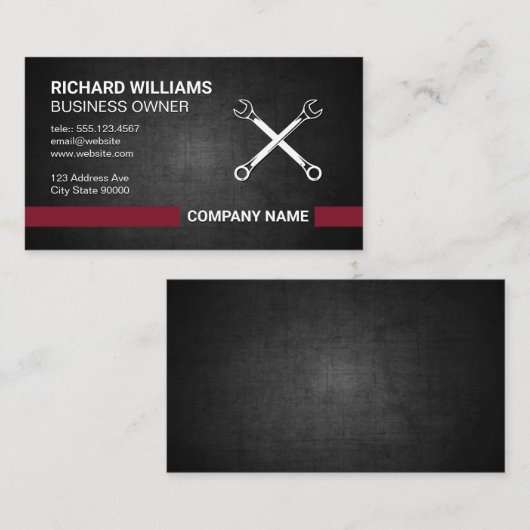 Donkere textuur | Wrenches Hardware Visitekaartje (Voorkant / Achterkant)