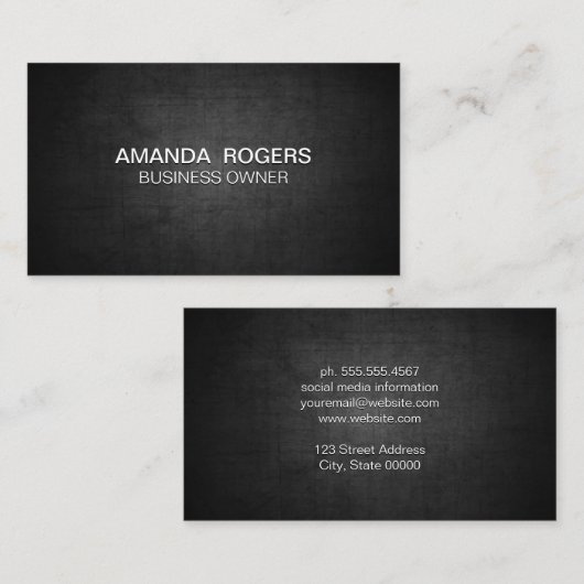 Donkere textuurachtergrond visitekaartje (Voorkant / Achterkant)