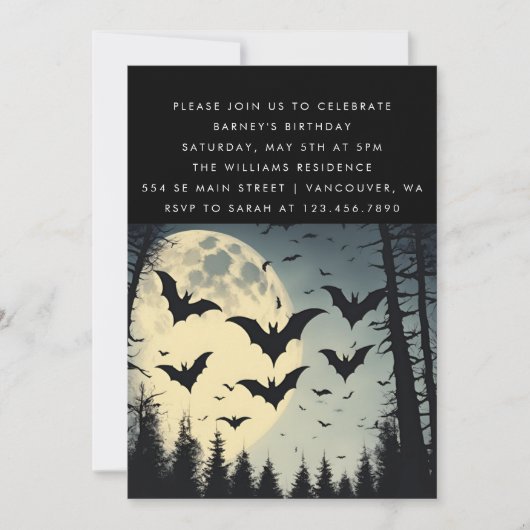 Donkere thema verjaardagsuitnodiging kaart (Voorkant)