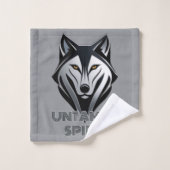 Donkere tinten en metalen accenten Wolf Logo Aesth Bad Handdoek (Wasdoekje)