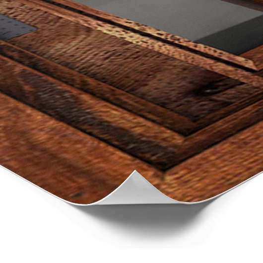 Donkere tinten Open French Window White Blossom Ui Poster (Hoek)