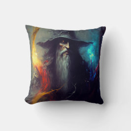 Donkere Tovenaar Fantasy Kussen | Magiër Kunst
