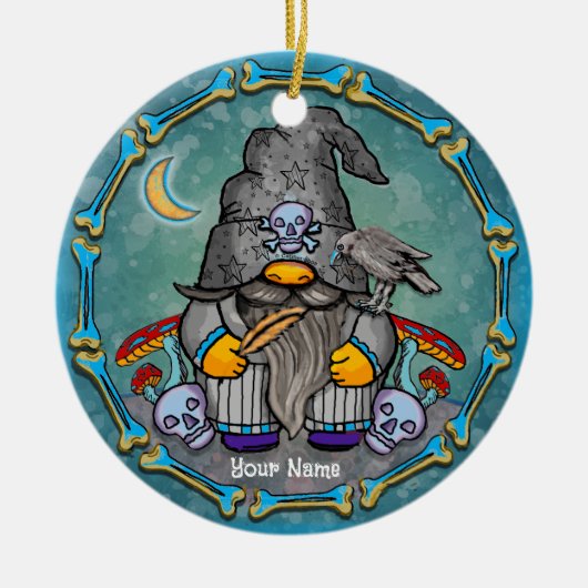 Donkere tovenaar kabouter keramisch ornament (Voorkant)