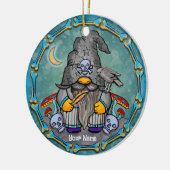 Donkere tovenaar kabouter keramisch ornament (Links)
