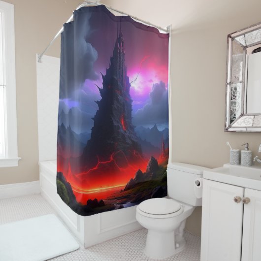 Donkere tower douchegordijn (In situ)