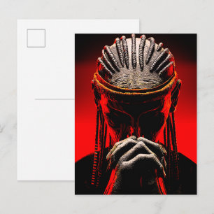 Donkere Tribale Fantasy Biddende Krijger Briefkaart