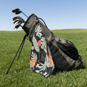 Donkere Tropen Bloem Bladgroen Fantasie met Monogr Golfhanddoek