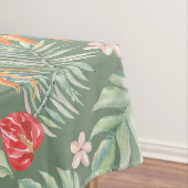 Donkere Tropen Bloem Bladgroen Fantasie met Monogr Tafelkleed (Voorbeeld)