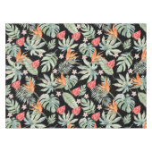 Donkere Tropen Bloem Bladgroen Fantasie met Monogr Tafelkleed (Voorkant (Horizontaal))