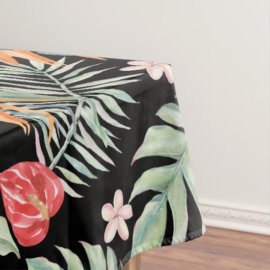 Donkere Tropen Bloem Bladgroen Fantasie met Monogr Tafelkleed (Voorbeeld)