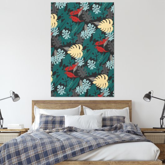Donkere tropisch canvas afdruk (Insitu (Slaapkamer))