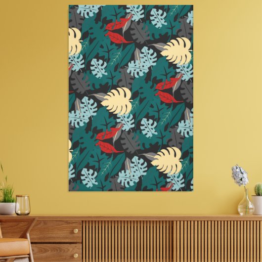 Donkere tropisch canvas afdruk (Insitu (Woonkamer))