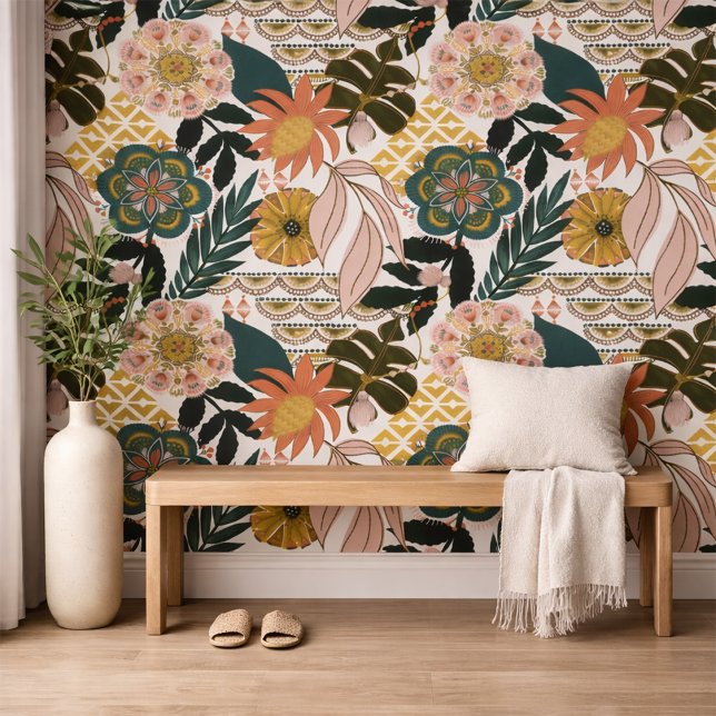 Donkere Tropische Botanische Behang (Creator heeft geüpload)