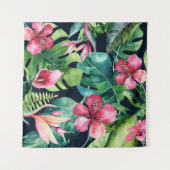 Donkere Tropische Hibiscus Bloemparadijs Achtergro Wandkleed (Voorkant (horizontaal))