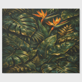 Donkere Tropische Monstera Gouden Botanische Cadea Cadeaupapier