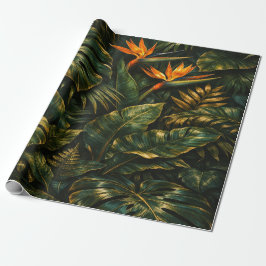 Donkere Tropische Monstera Gouden Botanische Cadea Cadeaupapier
