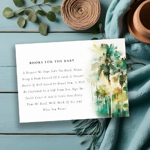 Donkere Tropische Palmboom Boeken Voor Baby Shower Informatiekaartje