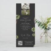 Donkere tropische palmboom QR-code RSVP-huwelijk Kaart (Staand voorkant)
