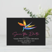 Donkere tropische vogel van het Paradise Roze Beac Save The Date (Staand voorkant)
