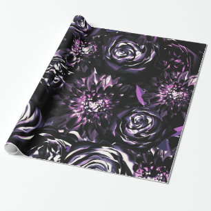 Donkere Tuin Betoverende Paarse Glam Bloemen Bruil Cadeaupapier