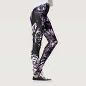 Donkere tuin die Paarse goudbloemen slaat Leggings (Rechts)